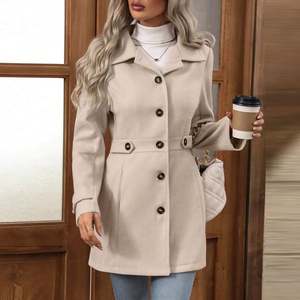 Streetwear <b>Womens</b> Trench <b>Coat</b> Oversized Belted Long Overcoat Elegant Windproof Winter Jacket Custom Logo - Product Image 5