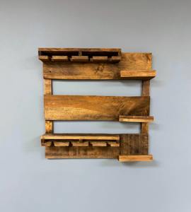 Exclusivo Estante de Madera para Botellas de Vino Montado en la Pared con Soporte para Copas, Ideal para Bares, Clubes, Hogar, Cocina, Fiestas y Eventos - Product Image 6