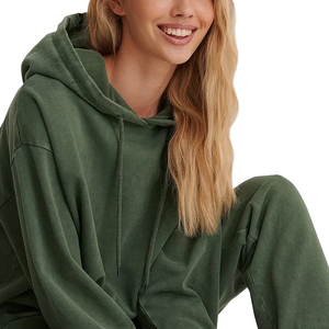 Sudadera cómoda para mujer con efecto acid wash y diseño moderno de corte holgado, ideal para uso casual, gimnasio y aventuras al aire libre. - Product Image 6