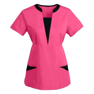 Hospital <b>Scrub</b> <b>Tops</b> Knitted 100% Cotton Breathable Customized Unisex - Product Image 4