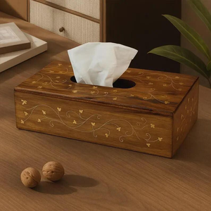 Boîte à mouchoirs multifonctionnelle classique en bois, faite à la main, écologique, avec des designs personnalisés - Product Image 1