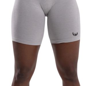 Shorts de compression sans couture gris clair pour femme, taille mi-haute, extensibles, anti-transparence, pour l'entraînement, la course, le fitness, le yoga et les activités sportives - Product Image 4