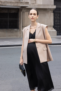 Vestidos Casuales de Verano con Botones en las Mangas, Corte Holgado y Transpirable, Abertura Lateral Recta, Rayas Teñidas con Hilo, Logotipo Frontal - Product Image 6