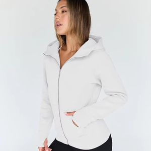 Sweat à capuche zippé pour femme, style streetwear décontracté pour l'hiver, avec logo frontal, prix abordable, vente en gros, meilleure mode hivernale - Product Image 3