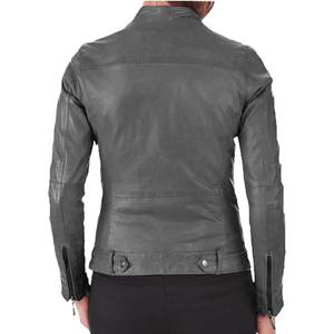 Chaquetas Grises para Mujer con Logotipo Personalizado, Chaqueta Vintage de Invierno, Chaqueta Bomber de Cuero Genuino, Ropa Urbana, Alta Venta - Product Image 2