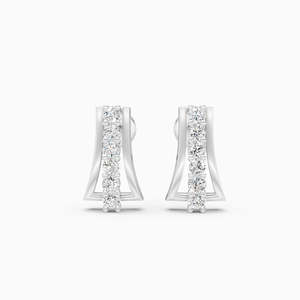 Pendientes de barra curva con diamantes cultivados éticamente de 0.27 ct en oro amarillo, blanco y rosa de 9 quilates - Product Image 2