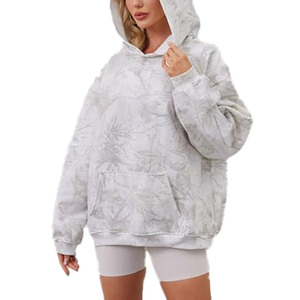 Sudadera con Capucha Oversize de Camuflaje para Mujer, Ajuste Holgado, Manga Regular, Tejido de Algodón, Casual, Unisex, para Primavera, con Bolsillo - Product Image 3