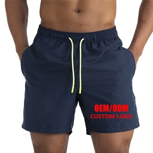 Shorts de sport noirs pour hommes à séchage rapide avec cordon de serrage néon, logo personnalisé imprimé sur le devant, ODM OEM - Product Image 3