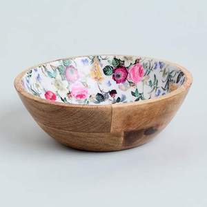 Handmade Wooden Serving Bowl Natural Finish for Salad Fruit and Decorative Display - Product Image 1