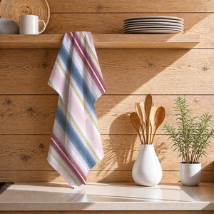 Serviette de cuisine à motif attrayant, design rayé teint en fil, meilleure qualité, séchage rapide, vente en gros, serviettes de cuisine en coton personnalisées - Product Image 1