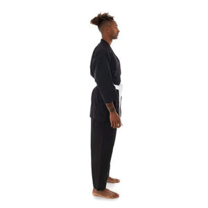 Kimono de karaté noir professionnel en gros, tenue d'entraînement d'arts martiaux avec ceinture blanche, en coton respirant pour hommes adultes - Product Image 3