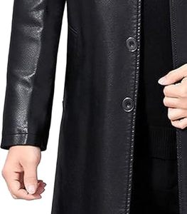 Long Leather Coat Fashionable Slim Fit Coat Whole Sale Rate Leather Coat <b>Men</b> Made in Best Material Leather Coat - Product Image 4