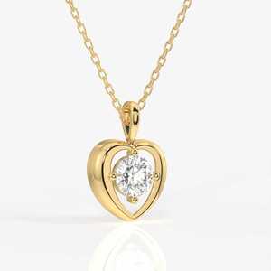 Custom 925 Silver Gold Plated <b>Floating</b> Diamond Pendant Lab Grown Heart <b>Frame</b> Luxury IGI Certified Necklace Fine Jewelry - Product Image 2