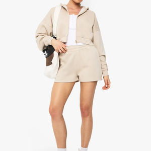 Conjunto Deportivo de 2 Piezas para Mujer, Diseño 2026, Sudadera con Capucha y Pantalones Cortos, Corte Holgado, Informal, para Fitness - Product Image 6