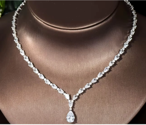 <b>Pearl</b> Cut Zircon <b>Necklace</b> <b>Set</b> Water Drop Bridal Jewelry <b>Set</b> for Wedding Party Women - Product Image 3