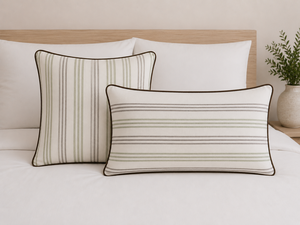 Funda de Cojín de Lino Teñido de Primera Calidad con Diseño a Rayas y Ribete en Contraste |   Funda Decorativa para Cojín de Sofá o Cama - Product Image 4