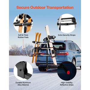 Hitch-Mounted <b>Ski</b> Snowboard Rack Car Key <b>Lock</b> Security Strap 6 Pairs <b>Skis</b> 4 Snowboards Capacity Tilt Access Rubber Padding for - Product Image 6