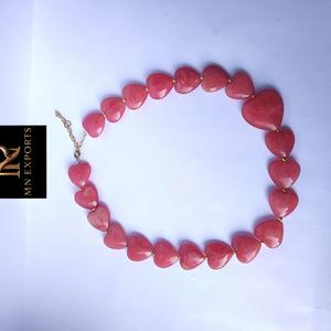 MN EXPORTS MNE-276 Collier en résine perlée avec pendentif cœur en perle naturelle, fait main, plaqué or, style chrétien vintage, pour fête - Product Image 4