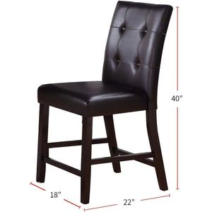 Set di 2 Sedie da Pranzo Contemporanee in Finitura Marrone, Altezza Bancone, con Schienale Trapuntato e Cuscino per Cucina e Soggiorno - Product Image 4