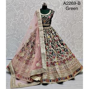 Collections de velours de vêtements de mariée indiens pour la mariée avec le travail de Zarkhan par Fabzone - Product Image 4