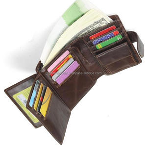 Portefeuille de luxe pour hommes, court et Vertical, en cuir véritable, texturé, marron, avec blocage RFID, fait à la main, imperméable - Product Image 3