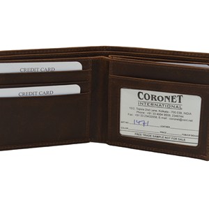 Cartera Bifold de Cuero Genuino para Hombre, Forro de Gamuza Marrón, Tarjetero Múltiple, Cierre Plegable Corto, Estilo Minimalista - Product Image 3