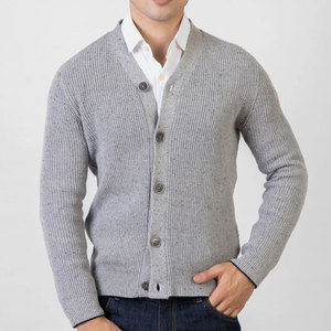 Cárdigan Personalizable de Moda para Hombre, Tejido, Manga Larga, Abierto por Delante, Diseño con Botones, Corte Regular, Puños Acanalados, Color Liso, para Uso Diario - Product Image 1