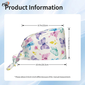 Custom Logo 100% Cotton Surgical Hat With Ponytail <b>Nurse</b> Women Scrub Cap Satin Lined For Doctor Medical Bouffant Scrub Caps - Product Image 5