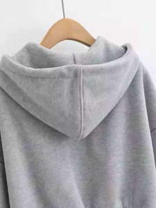 เสื้อฮู้ดครอปซิปสำหรับผู้หญิง พิมพ์โลโก้ได้ตามต้องการ ทรงหลวมไหล่ตก เหมาะสำหรับออกกำลังกายและเล่นกีฬา - Product Image 6
