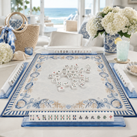 Tapis de Mahjong Pliable de Luxe Chic et Personnalisé de 33 Pouces, Antidérapant 3mm, Collection Coquillages Estivaux, Housse de Table de Mahjong, Cadeau pour Soirée de Jeu