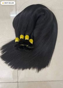 Extensions de cheveux naturels indiens Remy noirs lisses pour coiffures quotidiennes élégantes, longue durée, qualité supérieure, sans trame, double trame machine - Product Image 3