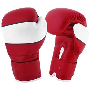 Gants de boxe pour enfants, rouge et blanc, mitaines d'entraînement professionnelles pour arts martiaux, gants de frappe en cuir réglables avec boucle auto-agrippante - Product Image 1