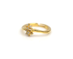 Yellow Gold Zircon Flower <b>Ring</b> Minimalist Design Bezel Setting Round Brilliant Cut Unisex Wedding Engagement Gift Everyday Wear - Product Image 5