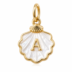 Custom Bikini Charm <b>Pendant</b> Waterproof Gold Plated Shell Ocean <b>Initial</b> Letter Swimwear Metal Charm Beach Accessory - Product Image 1