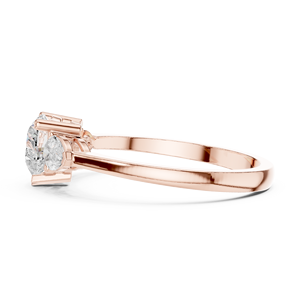 Bague de fiançailles en or rose avec diamant de laboratoire taille cœur et trois pierres latérales en forme de poire pour femme, cadeau d'anniversaire ou de promesse - Product Image 4