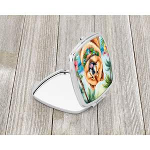 Espejo de maquillaje de mano plegable compacto para mujeres y niñas Chow Luau regalo de viaje decorativo tamaño de bolsillo - Product Image 2