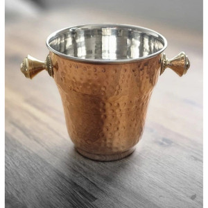 Wholesale Hammered Copper Made Ice Bucket With Lid And Tongs Insulated Wine <b>Cooler</b> For Home Bar Parties And Catering Usage - Product Image 2