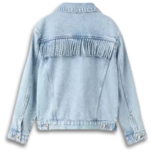 Chaqueta Vaquera de Algodón con Flecos Estilo Western para Mujer |   Abrigo vaquero con flecos Statement, estilo camionero, de gran volumen, estilo occidental, 100% algodón vaquero - Product Image 2
