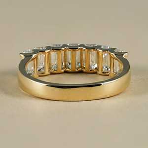Luxury <b>Stacking</b> Band Emerald Cut Diamond Seven Stone <b>Ring</b> For Unisex Lab Grown 14K Solid Gold Fine Surprise Gift For Girlfriends - Product Image 5