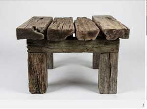 Taburete Otomano Rústico Hecho a Mano de Madera Antigua, Banco Marrón, Muebles Personalizados para Sala de Estar, Dormitorio, Hotel, Villa - Product Image 3