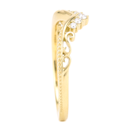 Bague de mariage minimaliste en or massif 9K 10K 14K 18K avec diamant de laboratoire rond, gravée en filigrane, motif chevron, pour la mariée
