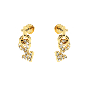 Pendientes de Aro de Oro con Diamantes Reales - Corte Redondo Brillante, Joyería Elegante para Uso Diario, Aros Colgantes - Product Image 2