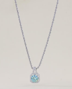 Collar de Plata de Ley 925 con Diamante Moissanita Azul, Regalo para Aniversario y Fiesta - Product Image 4