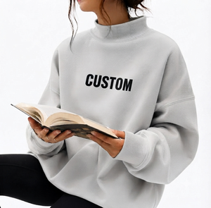 Sweat-shirt oversize à col montant pour femme, en molleton brossé doux, coupe décontractée, style urbain, vente en gros OEM - Product Image 1