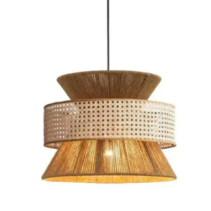 Mid-century Wabi Sabi Hemp <b>Rope</b> Pendants Rattan Hanging <b>Light</b> For Kitchen Island Dining Room - Product Image 1