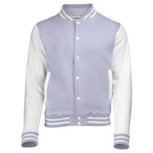 Chaquetas Deportivas Personalizadas al por Mayor para Hombre, Chaqueta Varsity de Satén con Cuello Alto Delgado en Blanco y Azul para el Equipo Warriors Starter - Product Image 5