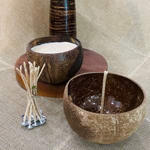 <b>3</b> SIZES OF COCONUT SHELL <b>CANDLE</b> HOLDER - SPECIALLY FOR MAKING <b>CANDLE</b> - GREAT DEAL WITH <b>WICKS</b> - Product Image 1