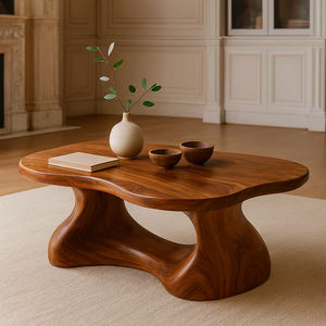Mesa de Centro Moderna de Madera Maciza con Borde Natural, Hecha a Mano, Duradera y Ecológica para Uso en el Hogar o Hoteles - Product Image 2