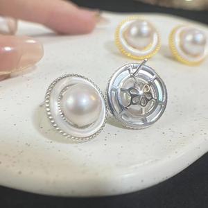 Pendientes de Plata S925 con Diseño Hueco de Fritillaria y Perlas Naturales de 11-12 mm, Multiusos, con Caja de Regalo - Product Image 3