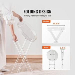 Acrylic Folding <b>Tray</b> Coffee <b>Table</b> Clear Acrylic X Leg End <b>Side</b> <b>Table</b> for Snack Drink & Food Use - Product Image 3